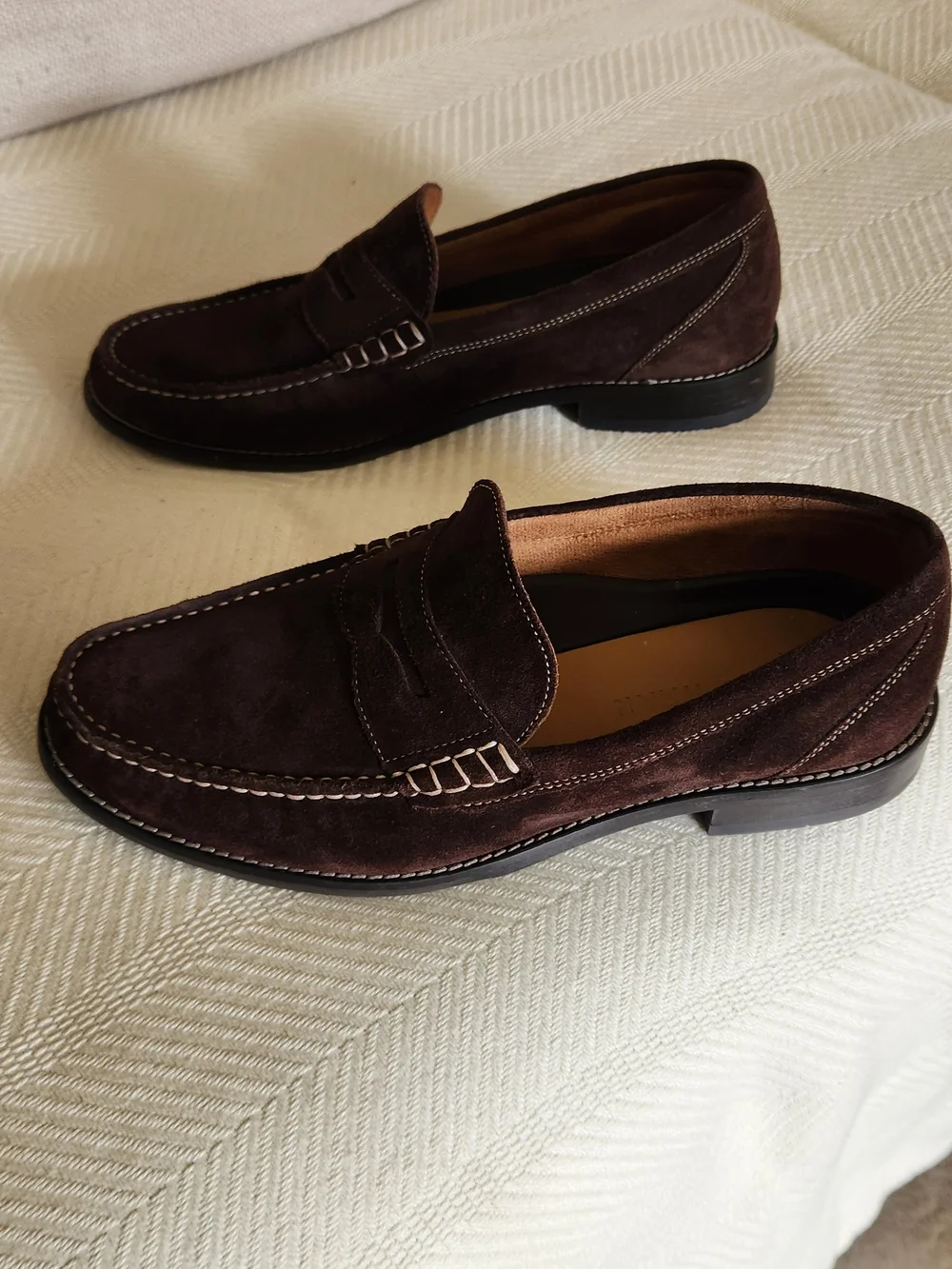Cole Haan Men's Brown Suede Penny Loafers